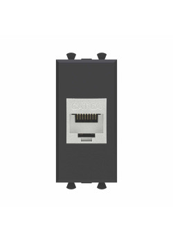 Компьютерная розетка RJ-45 без шторки модульная, кат.6А экранированная, Avanti, черный матовый, 1 модуль