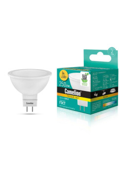 Лампа светодиодная LED3-JCDR/830/GU5.3 3Вт 3000К тепл. бел. GU5.3 215лм 220-240В Camelion 11367