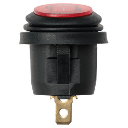 Выключатель клавишный круглый KCD2-101N/FS 250В AC/DC, 1P, 6А, (3с), ON-OFF, черный корпус, красная клавиша с LED подсветкой, IP54 TDM
