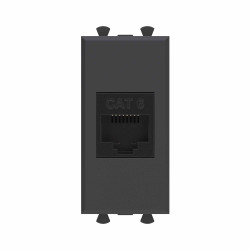 Компьютерная розетка RJ-45 без шторки модульная ,кат.6, Avanti, черный матовый, 1 модуль