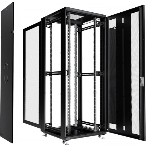 Шкаф серверный Cabeus (ND-05C-42U80/100-BK) напольный 42U 800x1000мм пер.дв.перфор. задн.дв.перфор. 800кг RAL 7035 900мм 132кг 220град. 2055мм IP20 сталь