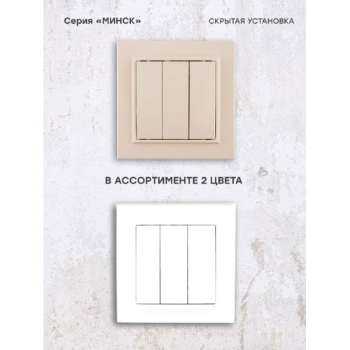 Минск Выключатель 3-кл. СП 10А бежевый EKF Минск Выключатель 3-кл. СП 10А бежевый EKF
