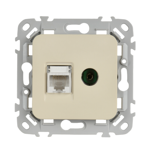 FLITE Розетка 2-местная RJ45/TV категория 5Е UTP РКТВ5е-2-0-ФлСл сливочный IEK