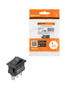Выключатель клавишный KCD11-102 250В AC/DC, 1P, 3А, (3с), ON-ON, черный, Micro TDM
