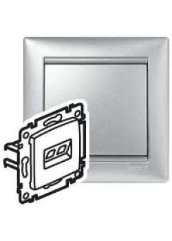 VALENA Розетка компьютерная двойная RJ45 категория 5Е UTP с захватами алюминий