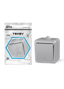Переключатель 1-кл. ОП Dita IP54 10А 250В сер. TOKOV ELECTRIC TKL-DT-P1-C06-IP54