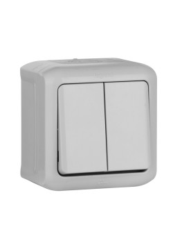 Двухклавишный выключатель 10 A - 250 В~ - Quteo IP 44 - Серый