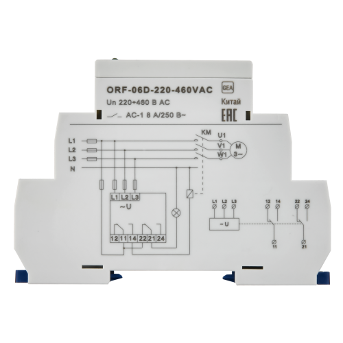 Реле контроля фаз ORF-06D 3 фазы 2 контакта 220-460В AC ONI Реле контроля фаз ORF-06D 3 фазы 2 контакта 220-460В AC ONI