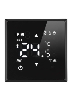 Терморегулятор Wi-Fi (механизм), STEKKER, 250В, 3500Вт, серия Эмили, RSW00-5119-05, черный уголь, soft touch