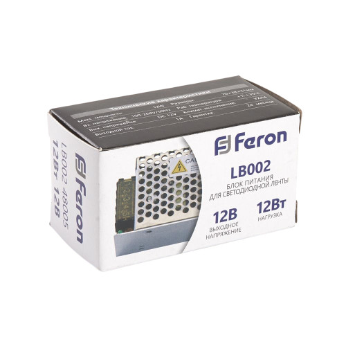 Трансформатор электронный для светодиодной ленты 12W 12V (драйвер), LB002 FERON