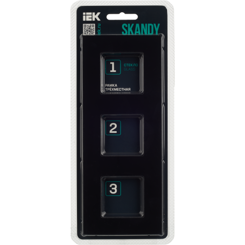 SKANDY Рамка 3-местная SK-F23Bl стекло черный IEK SKANDY Рамка 3-местная SK-F23Bl стекло черный IEK