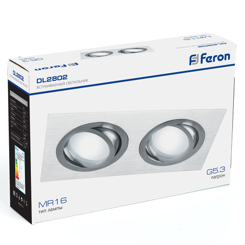 Светильник встраиваемый Feron DL2802 потолочный MR16 G5.3 белый-хром Светильник встраиваемый Feron DL2802 потолочный MR16 G5.3 белый-хром