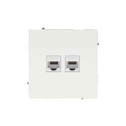 Компьютерная розетка RJ-45 без шторки, кат.6А двойная, KANT, белая магнолия