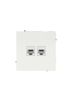 Компьютерная розетка RJ-45 без шторки, кат.6А двойная, KANT, белая магнолия