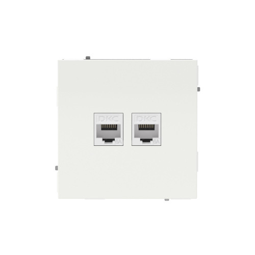 Компьютерная розетка RJ-45 без шторки, кат.6А двойная, KANT, белая магнолия