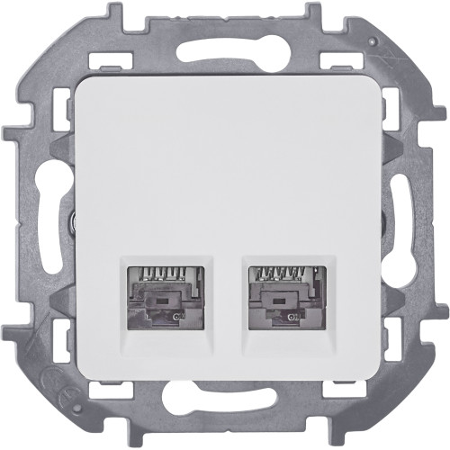 INSPIRIA Розетка компьютерная двойная RJ45 категория 6 UTP белый INSPIRIA Розетка компьютерная двойная RJ45 категория 6 UTP белый