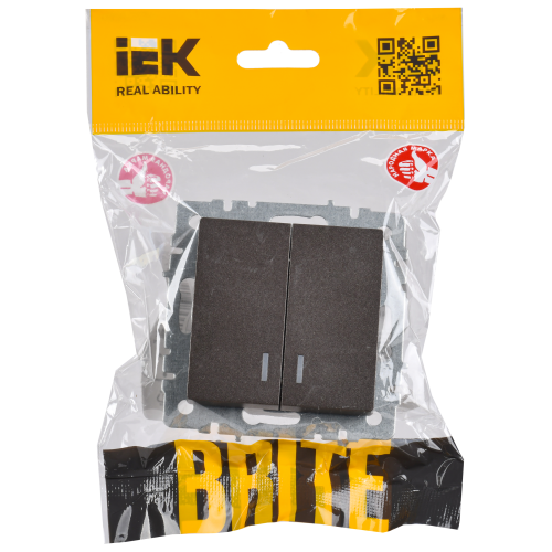 BRITE Выключатель 2-клавишный с индикацией 10А ВС10-2-1-БрТБ темная бронза IEK BRITE Выключатель 2-клавишный с индикацией 10А ВС10-2-1-БрТБ темная бронза IEK