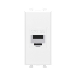 Компьютерная розетка RJ-45 без шторки модульная, кат.5е, Avanti, белое облако, 1 модуль