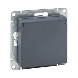 Механизм роз., 16А, IP44, с.з., с.ш., c крышкой, графит., Эпика EKF