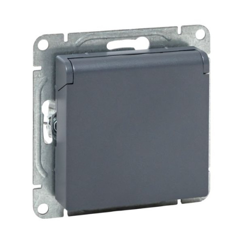 Механизм роз., 16А, IP44, с.з., с.ш., c крышкой, графит., Эпика EKF