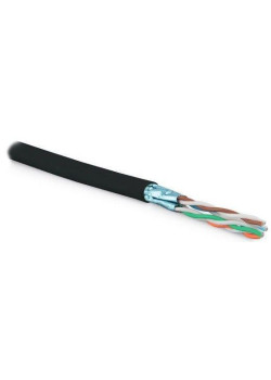 Кабель витая пара экранир. FTP (F/UTP) кат.6 4 пары 23 AWG ож solid для внешн. прокладки LSZH UFTP4-C6-SOLID-OUTDOOR-LSZH-BK-500 (500м) черн. Hyperline 227934