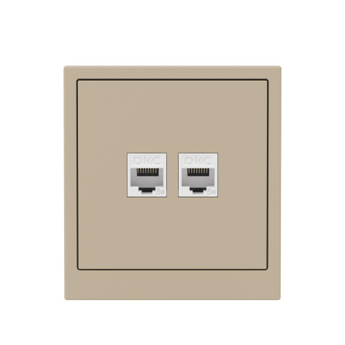 Компьютерная розетка RJ-45 без шторки, кат.5е двойная, KANT, ванильный марципан Компьютерная розетка RJ-45 без шторки, кат.5е двойная, KANT, ванильный марципан