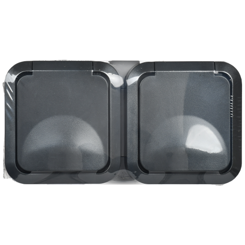 TORS Розетка 2-местная горизонтальная 16А IP55 TS122 графит IEK