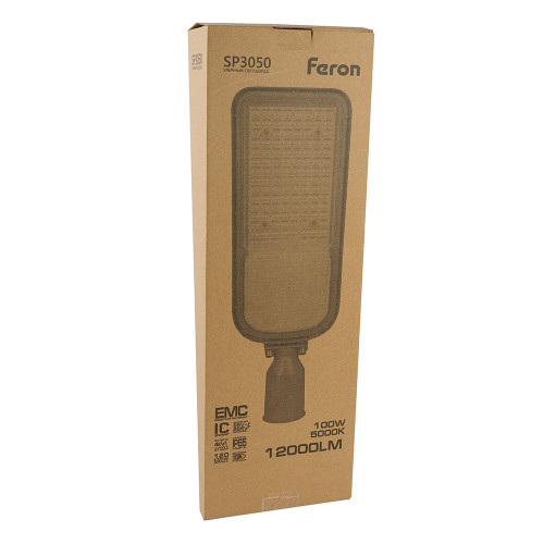Светодиодный уличный консольный светильник Feron SP3050 100W 5000K 230V, серый Светодиодный уличный консольный светильник Feron SP3050 100W 5000K 230V, серый