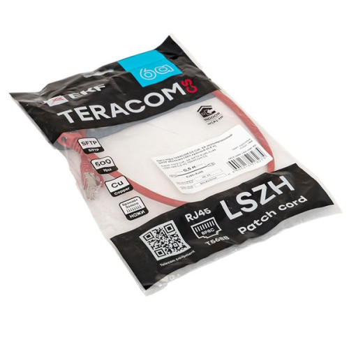 Патч-корд TERACOM CS Cat.6A экран. S/FTP LSZH красный (0,5м) Патч-корд TERACOM CS Cat.6A экран. S/FTP LSZH красный (0,5м)