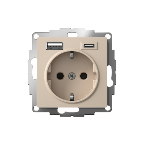 ATLASDESIGN РОЗЕТКА 16А с 2 USB A+C, 5В/2,4А/3,0А, 2х5В/1,5А, механизм, ПЕСОЧНЫЙ ATLASDESIGN РОЗЕТКА 16А с 2 USB A+C, 5В/2,4А/3,0А, 2х5В/1,5А, механизм, ПЕСОЧНЫЙ