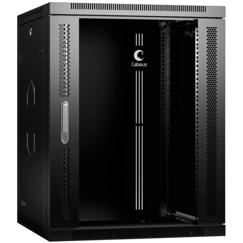 Шкаф коммутационный Cabeus (SH-05F-15U60/60-R-BK) настенный 15U 600x600мм пер.дв.стекл 60кг черный 540мм 30кг 220град. 769мм IP20 сталь Шкаф коммутационный Cabeus (SH-05F-15U60/60-R-BK) настенный 15U 600x600мм пер.дв.стекл 60кг черный 540мм 30кг 220град. 769мм IP20 сталь