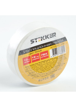 Изоляционная лента STEKKER INTP01319-10 0,13*19 10 м. белая