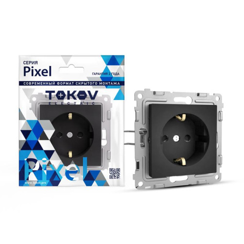 Розетка 1-м СП Pixel 16А IP20 с заземл. защ. шторки механизм карбон TOKOV ELECTRIC TKE-PX-R1ZSF-C14 Розетка 1-м СП Pixel 16А IP20 с заземл. защ. шторки механизм карбон TOKOV ELECTRIC TKE-PX-R1ZSF-C14