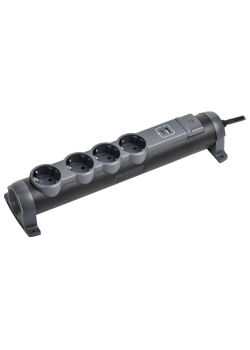 COMFORT Удлинитель У04К 4 места 2P+PE 1,5м 3х1,5мм2 16А USB A+C 20Вт черный IEK