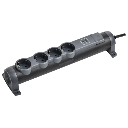 COMFORT Удлинитель У04К 4 места 2P+PE 1,5м 3х1,5мм2 16А USB A+C 20Вт черный IEK