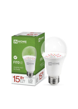 Лампа светодиодная LED-A60-FITO 15Вт A60 грушевидная E27 230В для растений IN HOME 4690612036502