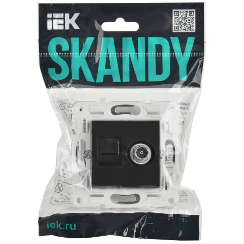 SKANDY Розетка двойная TV+RJ45 кат.6 SK-A15Bl черный IEK SKANDY Розетка двойная TV+RJ45 кат.6 SK-A15Bl черный IEK