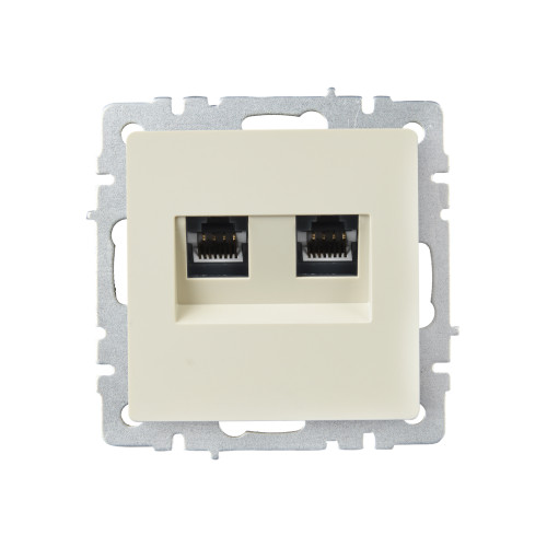 BRITE Розетка компьютерная двойная RJ45 кат.5E РК10-2-БрКр бежевый IEK