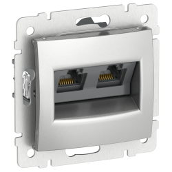 IEKVALENA Розетка компьютерная двойная RJ45 категория 6 UTP 6902471 алюминий IEK