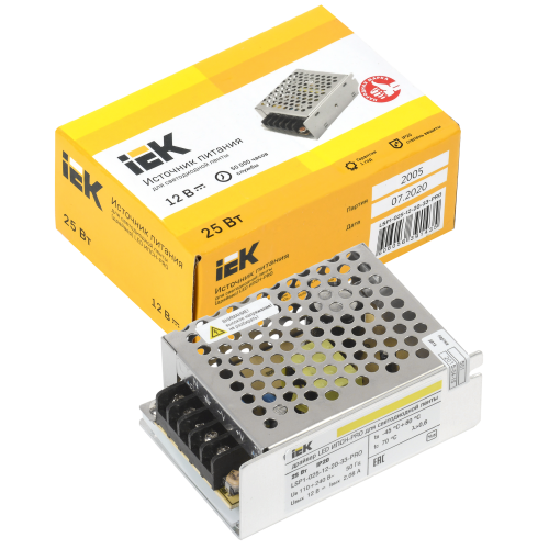 Драйвер LED ИПСН-PRO 25Вт 12В блок-клеммы IP20 IEK