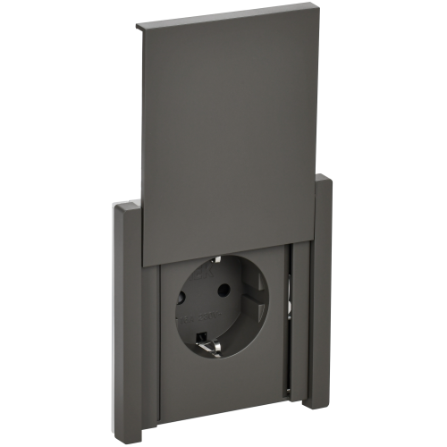 FORTE&PIANO Розетка 1-местная с заземлением с защитными шторками и крышкой винтовое крепление 16А IP44 FP321 серый IEK