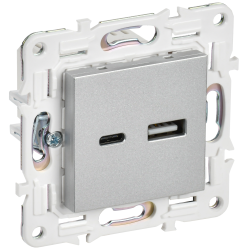 SKANDY Розетка USB A+C 18Вт SK-R13S серебряный IEK