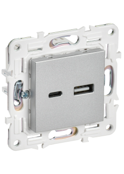 SKANDY Розетка USB A+C 18Вт SK-R13S серебряный IEK