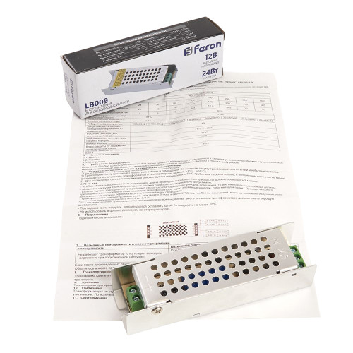 Трансформатор электронный для светодиодной ленты 24W 12V (драйвер), LB009 FERON