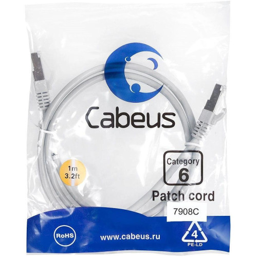 Патч-корд Cabeus PC-FTP-RJ45-CAT.6-1M-LSZH F/UTP RJ-45 вил.-вилка RJ-45 кат.6 1м серый LSZH Патч-корд Cabeus PC-FTP-RJ45-CAT.6-1M-LSZH F/UTP RJ-45 вил.-вилка RJ-45 кат.6 1м серый LSZH