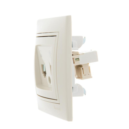 Розетка компьютерная + телефонная 2-м СП Mira RJ45 + RJ11 крем./крем.. LEZARD 701-0303-143 Розетка компьютерная + телефонная 2-м СП Mira RJ45 + RJ11 крем./крем.. LEZARD 701-0303-143
