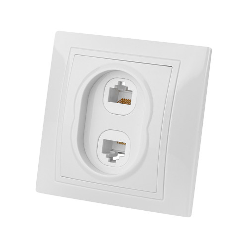Розетка телефонная RJ11 + компьютерная RJ45 белая Розетка телефонная RJ11 + компьютерная RJ45 белая