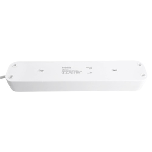 Удлинитель 4-местный с/з с выключ. STEKKER HM071-41-02 3x1мм2, 2м, 250В, 16А, 1USB+2C, 2.4A, сер Home, белый