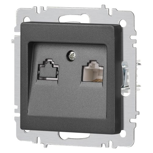 Розетка компьютерная 1-м СП Accent 6-303-07 RJ45 IP20 графит Intro Б0063638 Розетка компьютерная 1-м СП Accent 6-303-07 RJ45 IP20 графит Intro Б0063638