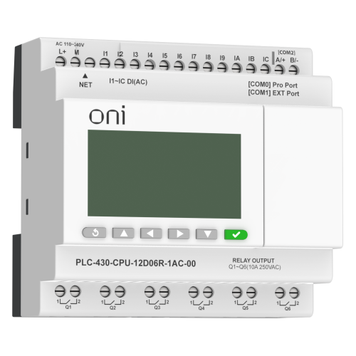 ПЛК 430 Модуль ЦПУ 12 DI 6 RO 220В AC с Ethernet портом с экраном ONI